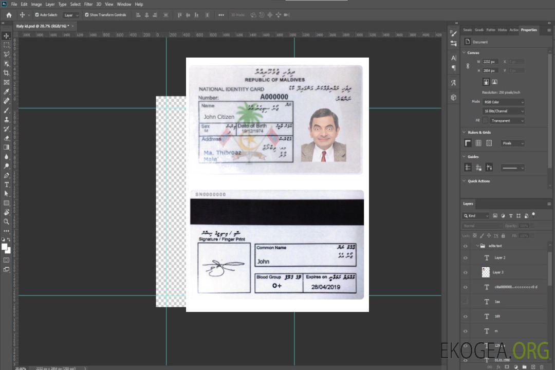 Carte d'identité MALDIVES template Carte d'identité MALDIVES template